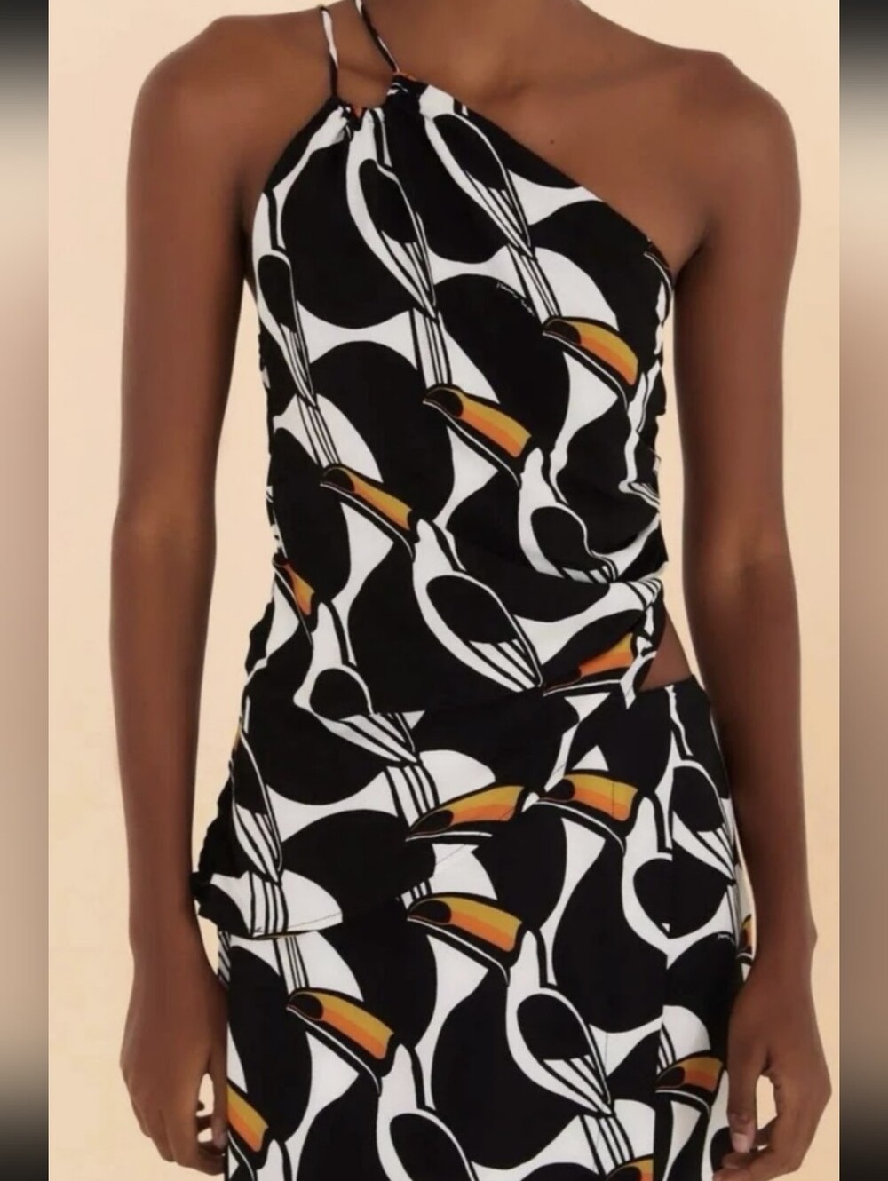 New FARM Rio Brazil Copatucano One-Shoulder Toucan Maxi Dress size Large - Picture 3 of 12